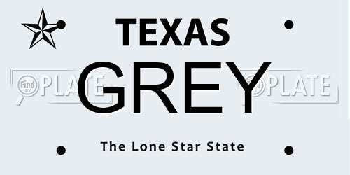 GREY Texas License Plate