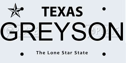GREYSON Texas License Plate