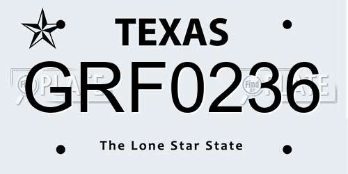 GRF0236 Texas License Plate