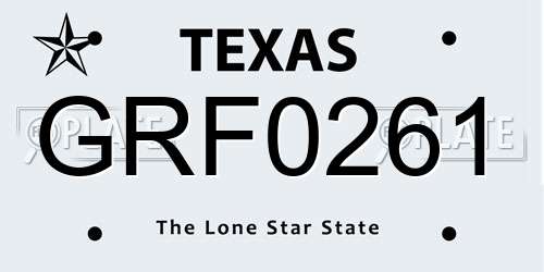 GRF0261 Texas License Plate