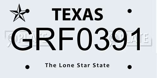 GRF0391 Texas License Plate