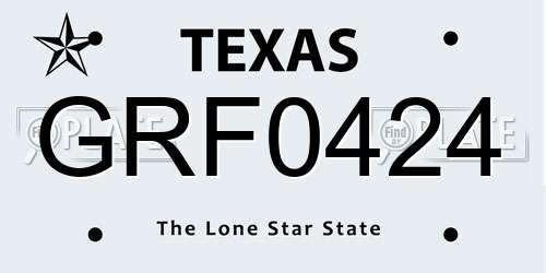 GRF0424 Texas License Plate