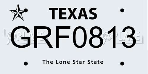 GRF0813 Texas License Plate