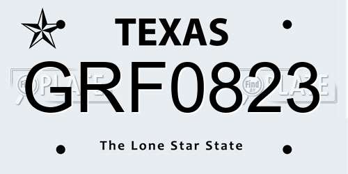 GRF0823 Texas License Plate