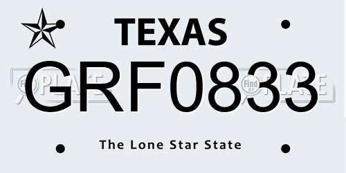 GRF0833 Texas License Plate