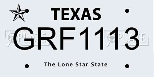 GRF1113 Texas License Plate