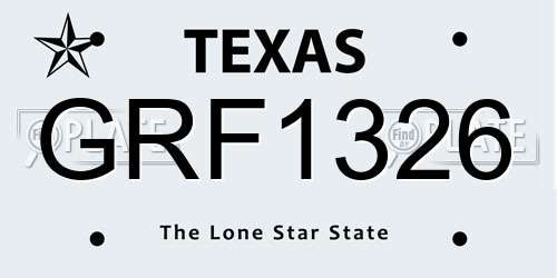 GRF1326 Texas License Plate
