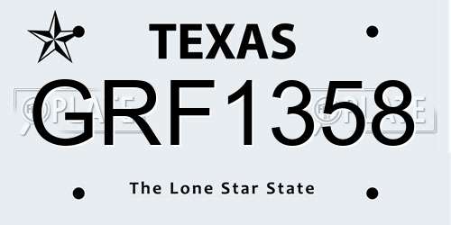 GRF1358 Texas License Plate