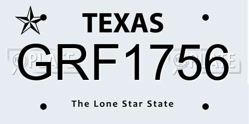 GRF1756 Texas License Plate