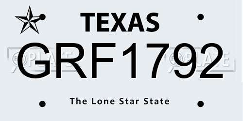 GRF1792 Texas License Plate