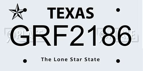 GRF2186 Texas License Plate