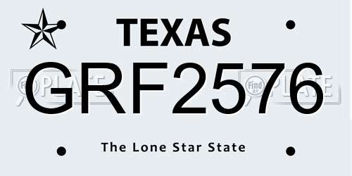 GRF2576 Texas License Plate