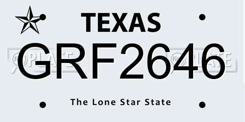GRF2646 Texas License Plate