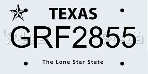 GRF2855 Texas License Plate