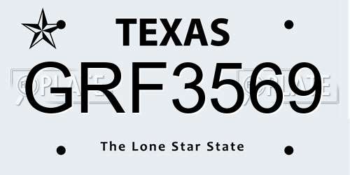 GRF3569 Texas License Plate