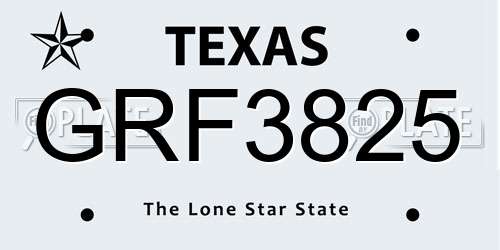 GRF3825 Texas License Plate