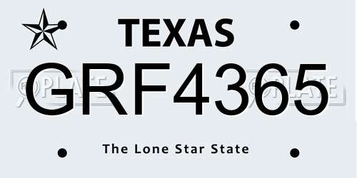 GRF4365 Texas License Plate