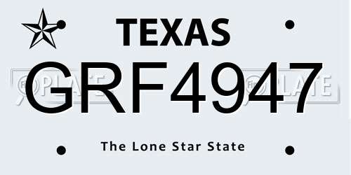 GRF4947 Texas License Plate
