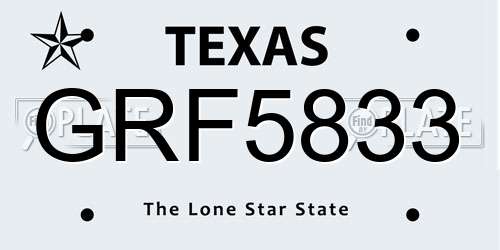 GRF5833 Texas License Plate