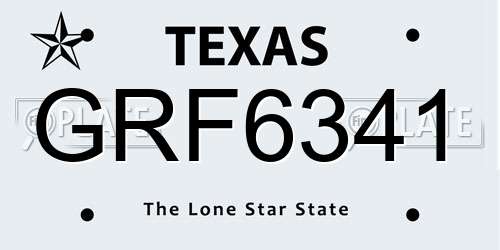 GRF6341 Texas License Plate