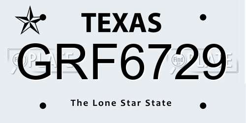 GRF6729 Texas License Plate