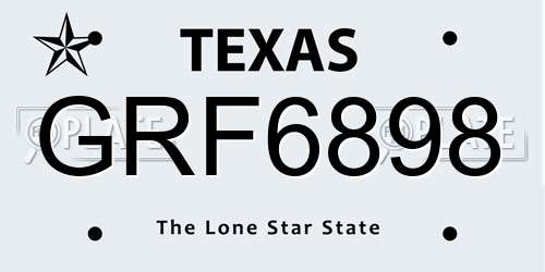 GRF6898 Texas License Plate