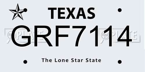 GRF7114 Texas License Plate