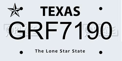 GRF7190 Texas License Plate