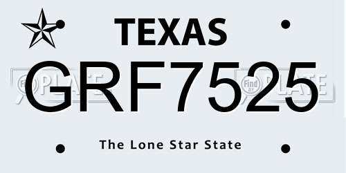 GRF7525 Texas License Plate