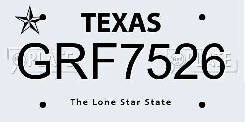 GRF7526 Texas License Plate