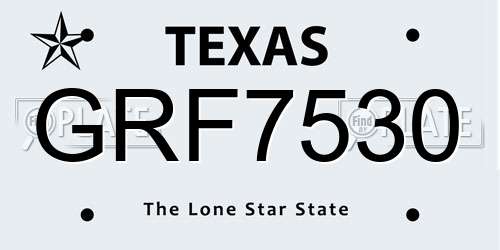 GRF7530 Texas License Plate