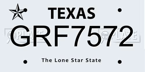 GRF7572 Texas License Plate