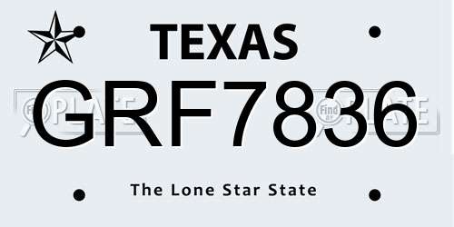 GRF7836 Texas License Plate