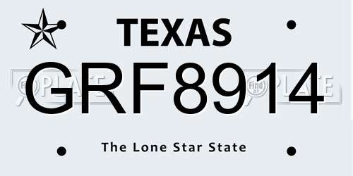 GRF8914 Texas License Plate