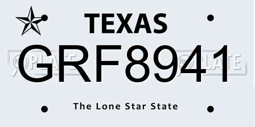 GRF8941 Texas License Plate