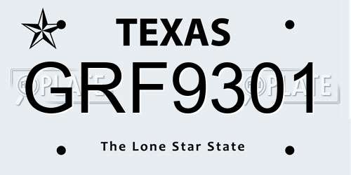 GRF9301 Texas License Plate