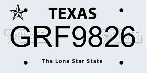 GRF9826 Texas License Plate
