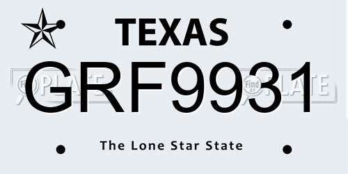 GRF9931 Texas License Plate