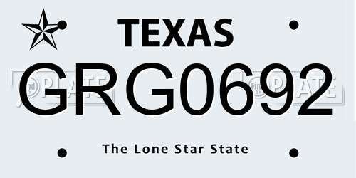 GRG0692 Texas License Plate