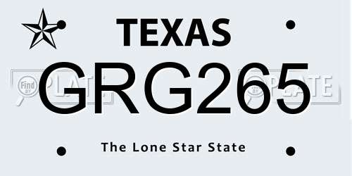 GRG265 Texas License Plate