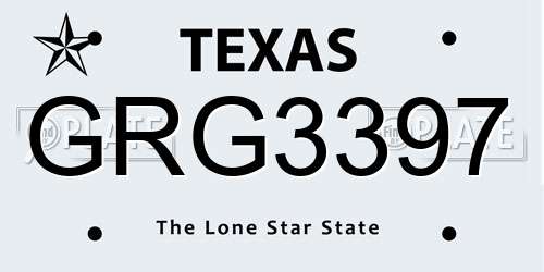 GRG3397 Texas License Plate