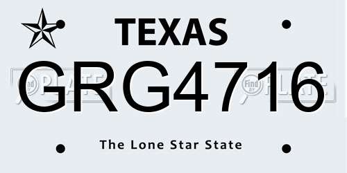 GRG4716 Texas License Plate