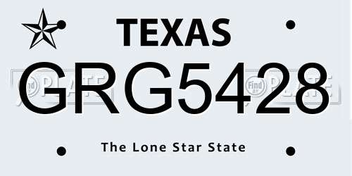 GRG5428 Texas License Plate