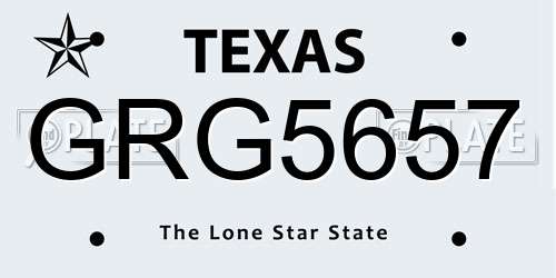 GRG5657 Texas License Plate