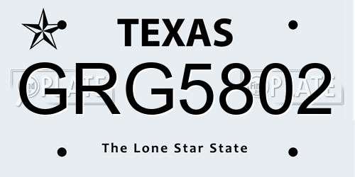 GRG5802 Texas License Plate