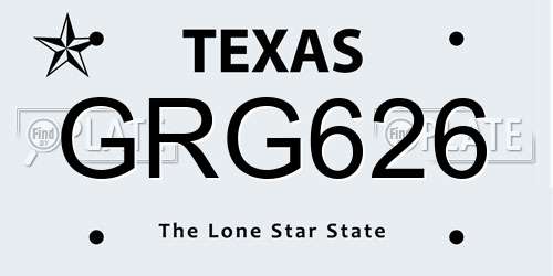 GRG626 Texas License Plate