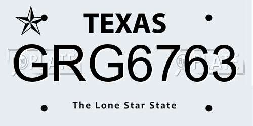 GRG6763 Texas License Plate