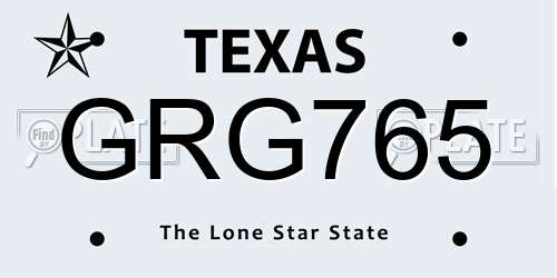 GRG765 Texas License Plate