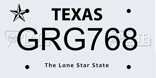 GRG768 Texas License Plate