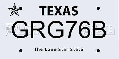 GRG76B Texas License Plate